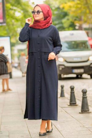 Nayla Collection - Bleu Marin - Manteau Hijab 8058L - 1