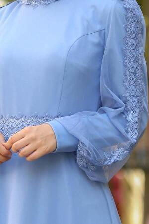 Nayla Collection - Blue Hijab Dress 3708M - Thumbnail