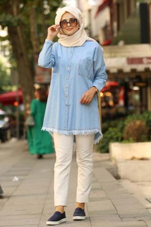Nayla Collection - Blue hijab jeans tunic 53750M - 1