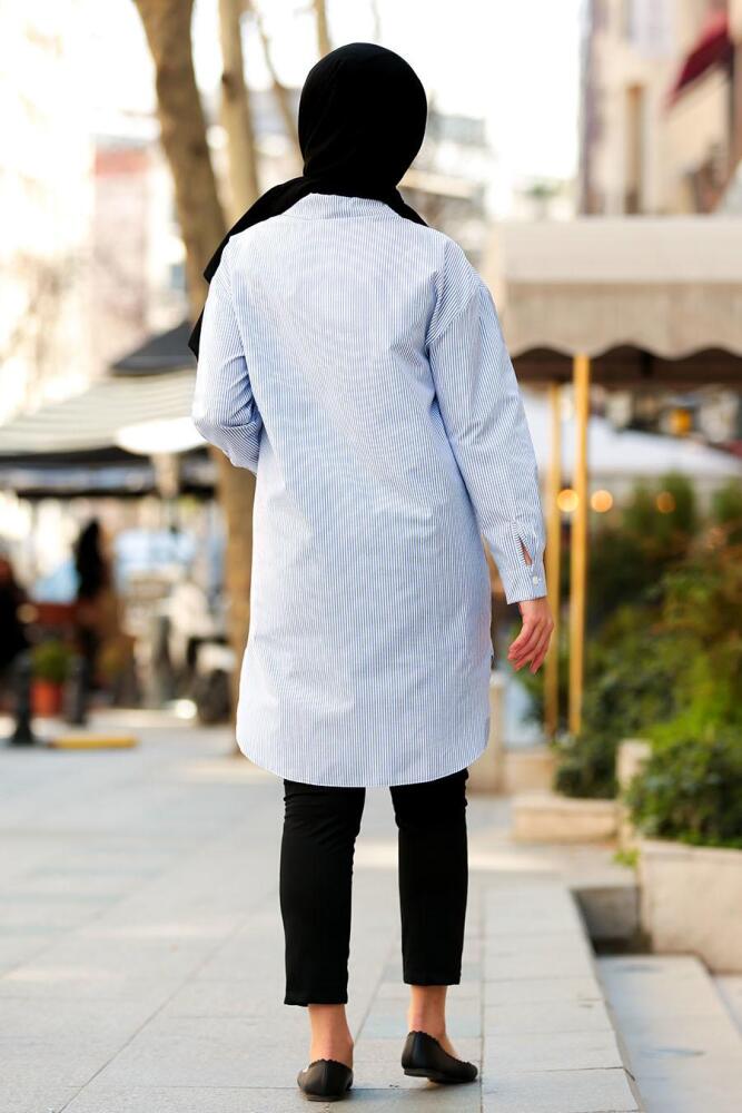 Nayla Collection - Blue Hijab Tunic 5438M - 2