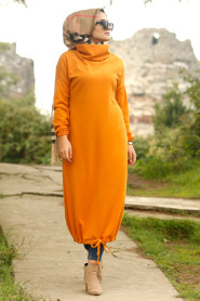 Nayla Collection - Boğazlı Hardal Tesettür Elbise 2471HR - Thumbnail