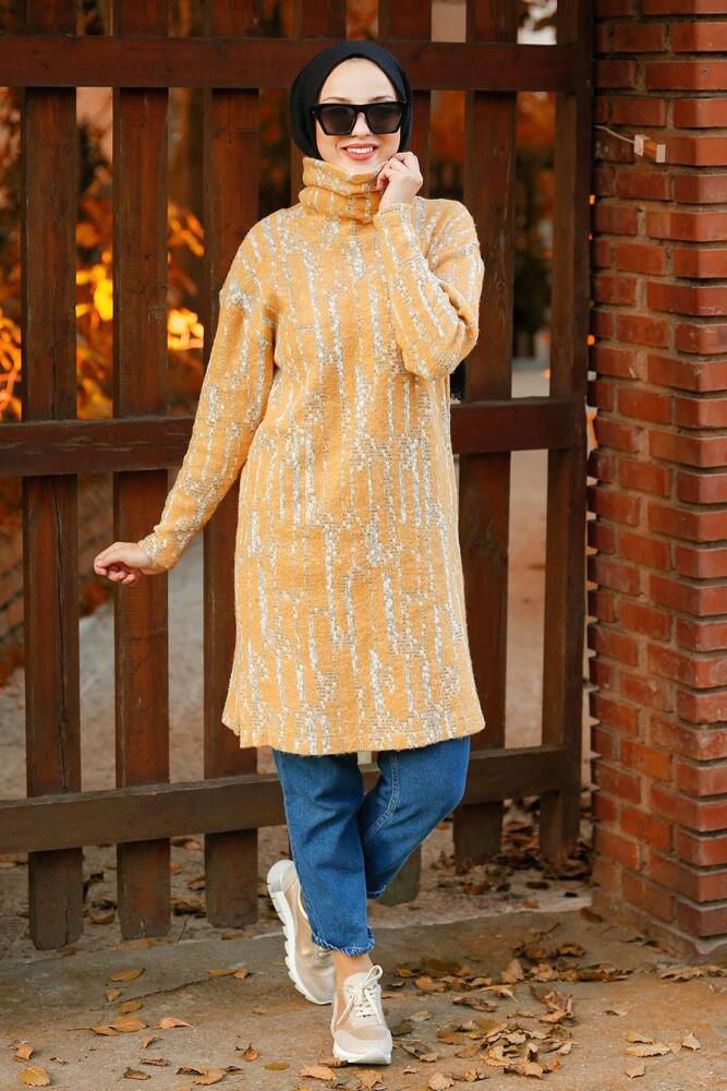 Nayla Collection - Boğazlı Hardal Tesettür Tunik 5414HR - 1