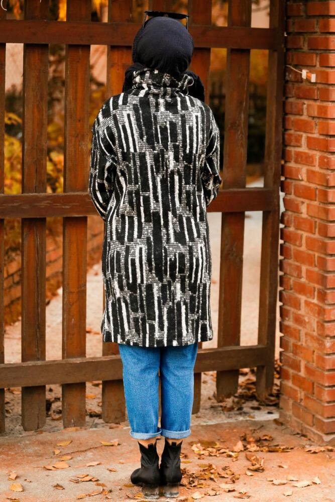 Nayla Collection - Boğazlı Siyah Tesettür Tunik 5414S - 2