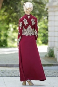 Nayla Collection - Bordo Tesettür Elbise 5275BR - Thumbnail