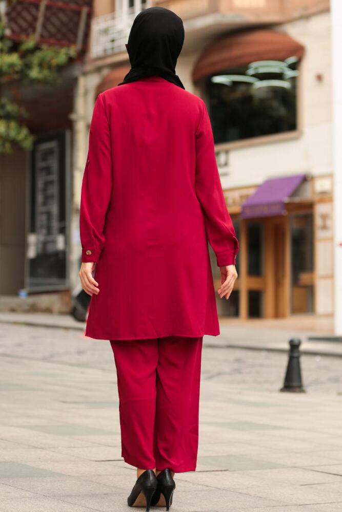 Nayla Collection - Bordo İkili Tesettür Takım 31320BR - 1
