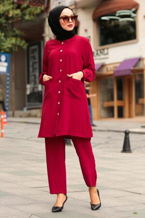 Nayla Collection - Bordo İkili Tesettür Takım 31320BR - 2