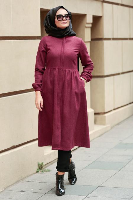 Nayla Collection - Cepli Bordo Tesettür Kaşe Kap 9081BR - 1