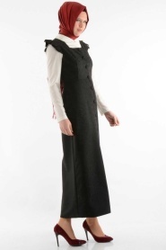 Nayla Collection - Buttoned Black Jillin Dress 481S - Thumbnail