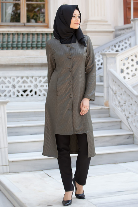 Nayla Collection - Buttoned Khaki Coat