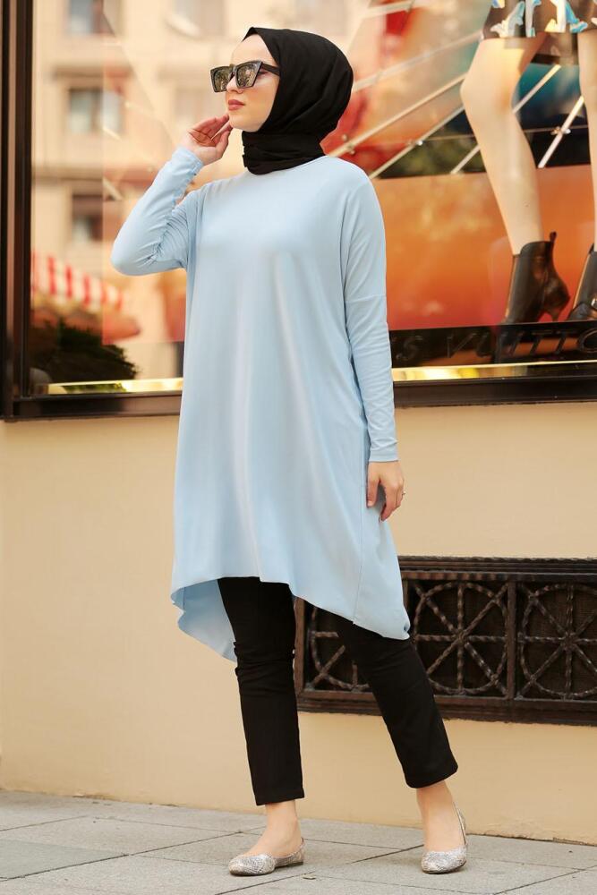 Nayla Collection - Buz Mavisi Tesettür Tunik 22291BZ - 1