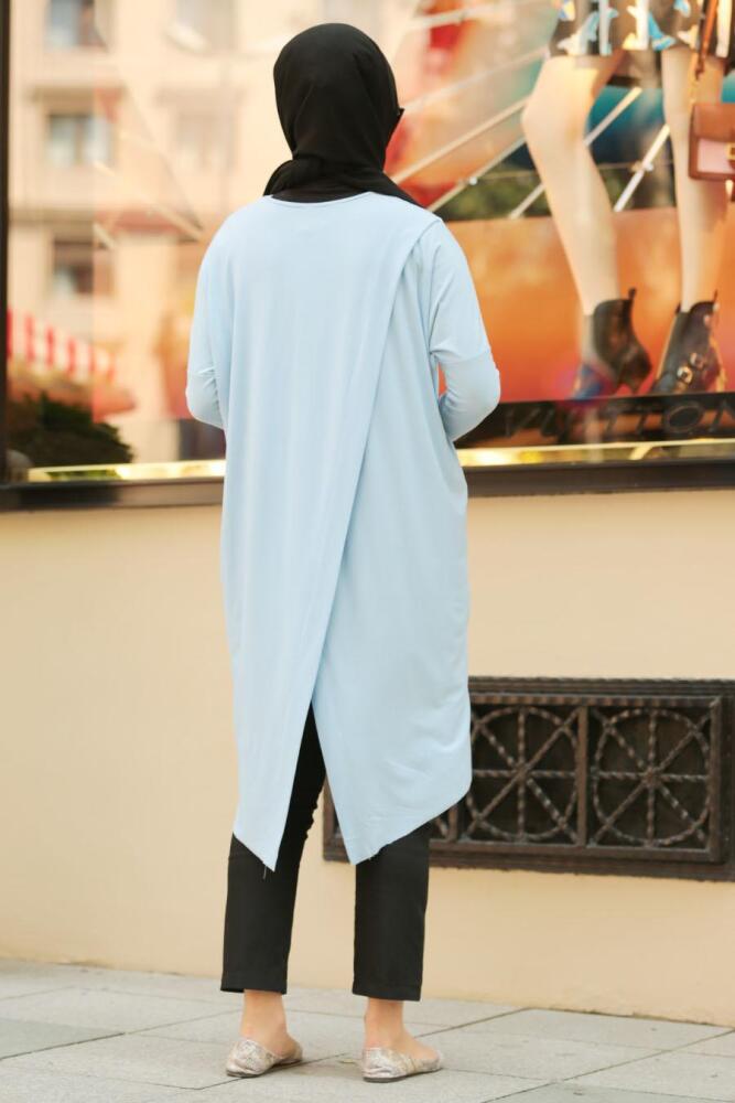 Nayla Collection - Buz Mavisi Tesettür Tunik 22291BZ - 2