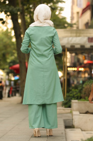 Nayla Collection - Çağla Yeşili Tunik / Pantolon Tesettür Takım 41440CY - Thumbnail