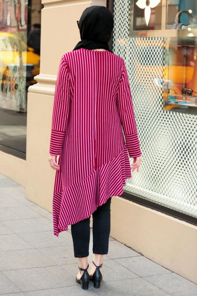 Nayla Collection - Çapraz Kesim Bordo Tesettür Tunik 6257BR - 2