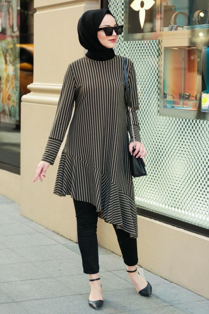 Nayla Collection - Çapraz Kesim Haki Tesettür Tunik 6257HK - 1