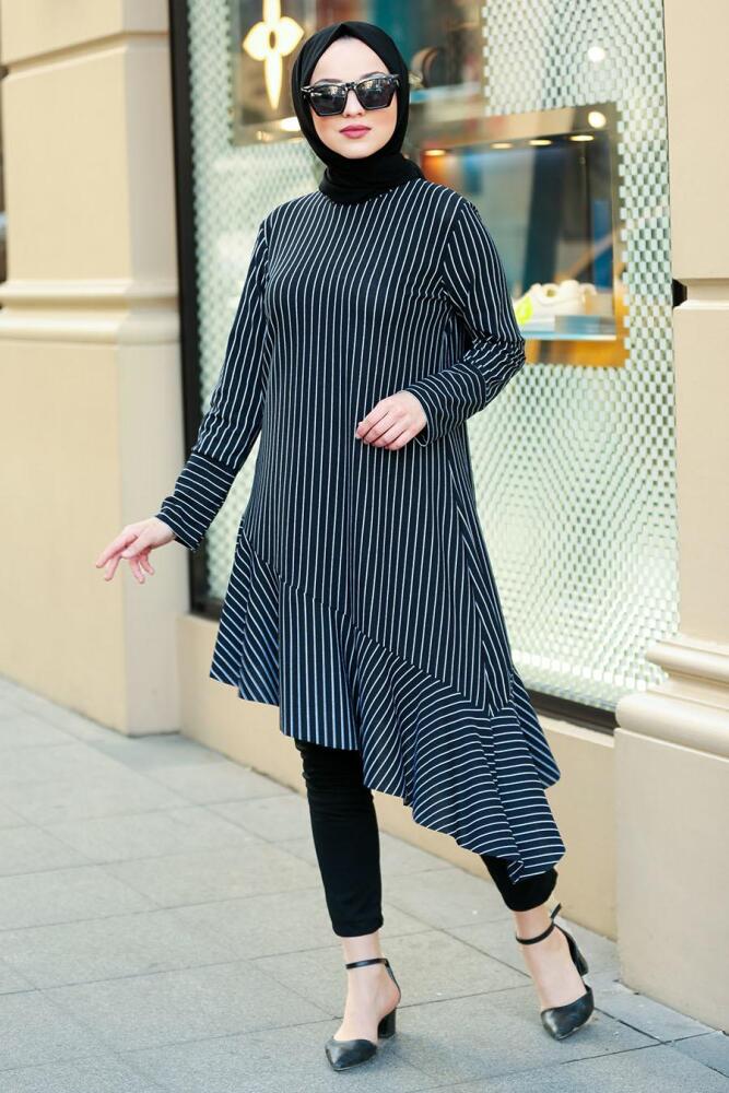 Nayla Collection - Çapraz Kesim Lacivert Tesettür Tunik 6257L - 1