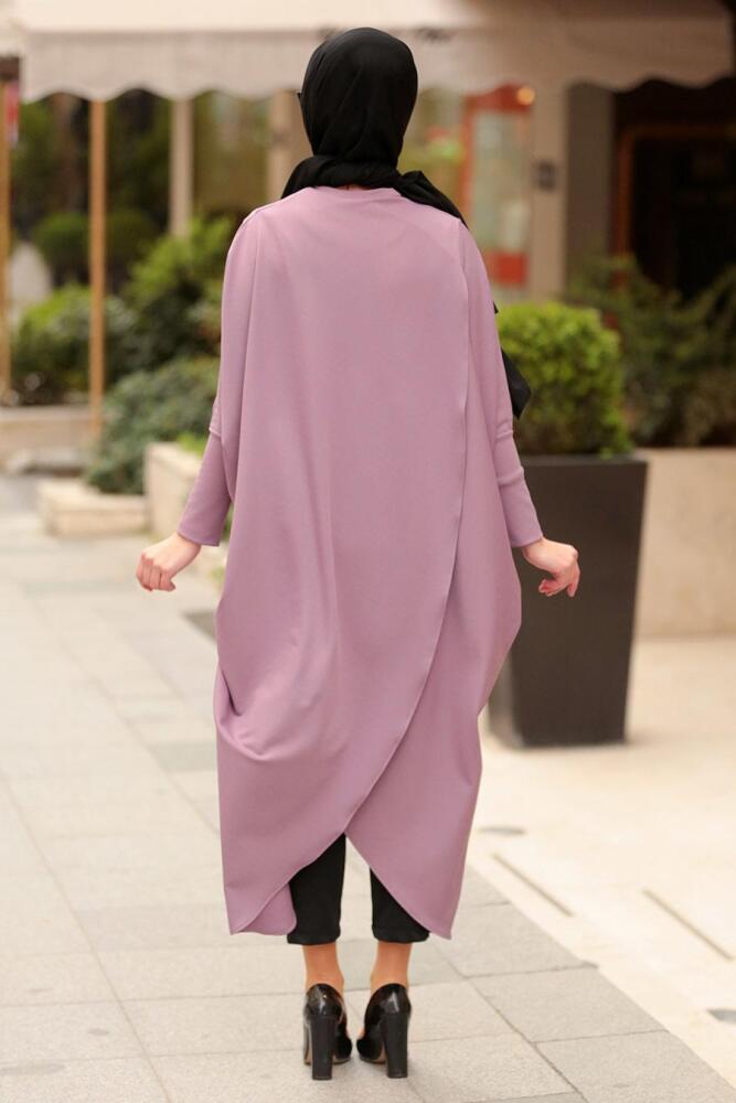 Nayla Collection - Çapraz Kesim Lila Tesettür Panço Tunik 5134LILA - 3
