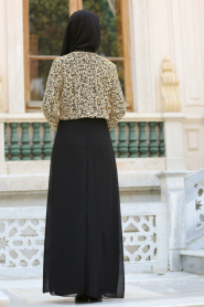 Nayla Collection - Ceketli Siyah Tesettür Abiye Elbise 2943S - Thumbnail