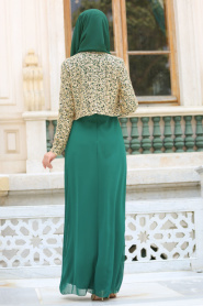 Nayla Collection - Ceketli Yeşil Tesettür Abiye Elbise 2943Y - Thumbnail