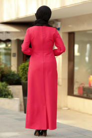Nayla Collection - Cepli Kırmızı Tesettür Elbise 42380K - Thumbnail