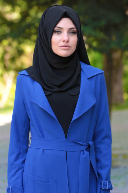 Nayla Collection - Cepli Saks Mavisi Tesettür Kap 7132SX - 2