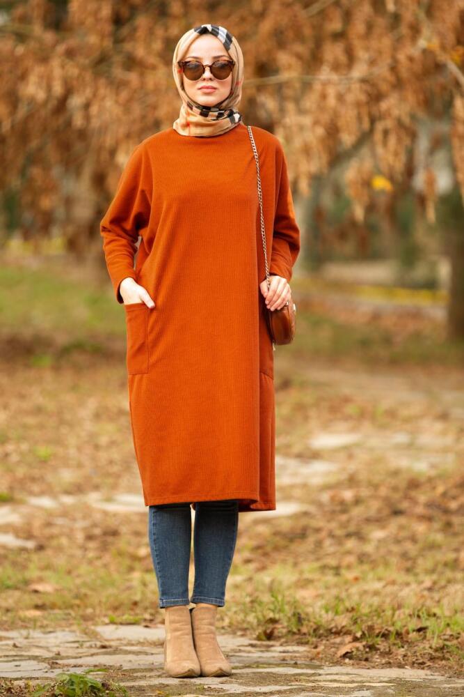 Nayla Collection - Cepli Taba Tesettür Tunik 40301TB - 1