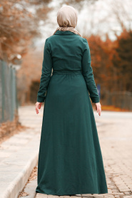 Nayla Collection - Cepli Yeşil Tesettür Elbise 8347Y - Thumbnail