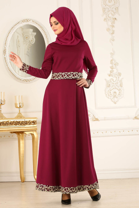 Nayla Collection - Cherry Color Hijab Dress 12006VSN