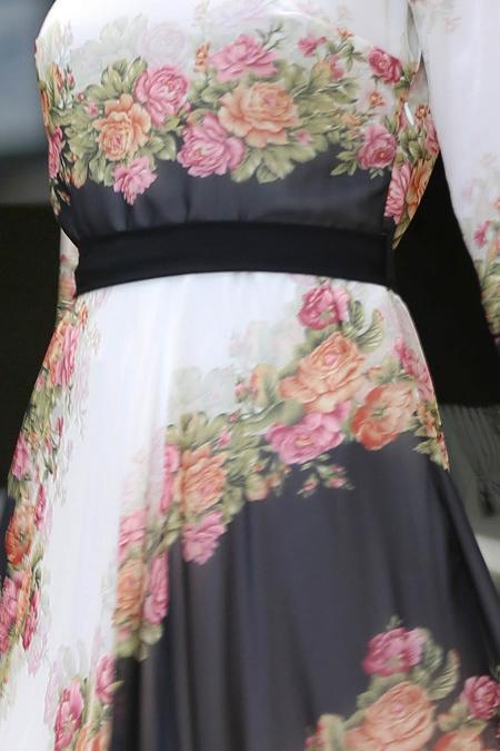 Nayla Collection - Çiçek Desenli Taba Tesettür Elbise 100432TB - 3