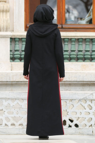 Nayla Collection - Çizgili Siyah Tesettür Elbise 80050S - Thumbnail