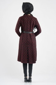 Nayla Collection - Claret Red Hijab Coat 1022BR - Thumbnail