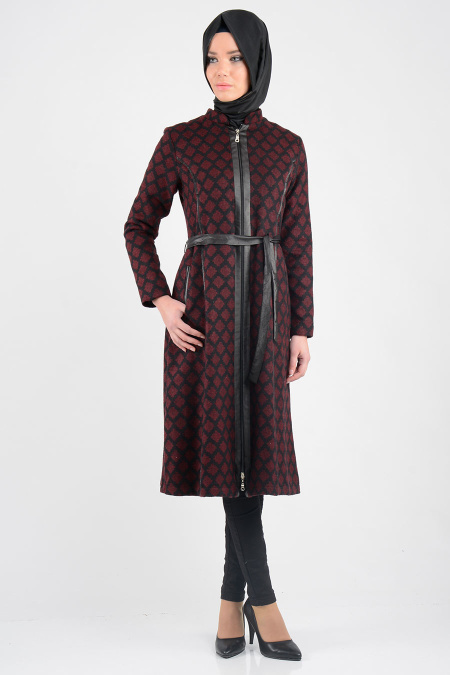 Nayla Collection - Claret Red Hijab Coat 1022BR