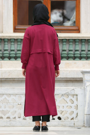 Nayla Collection - Claret Red Hijab Coat 8058BR - Thumbnail