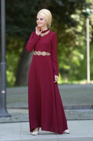 Nayla Collection - Claret Red Hijab Dress 5206BR - Thumbnail