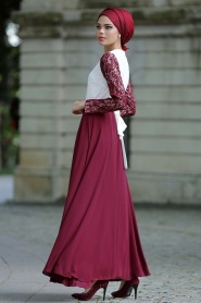 Nayla Collection - Claret Red Hijab Dress 5293BR - Thumbnail