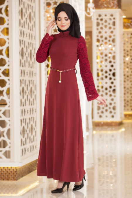Nayla Collection - Claret Red Hijab Dress 5357BR