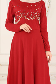Nayla Collection - Claret Red Hijab Dress 76620BR - Thumbnail
