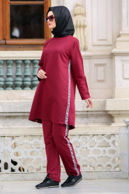 Nayla Collection - Claret Red Hijab Sport Suit 76740BR - Thumbnail