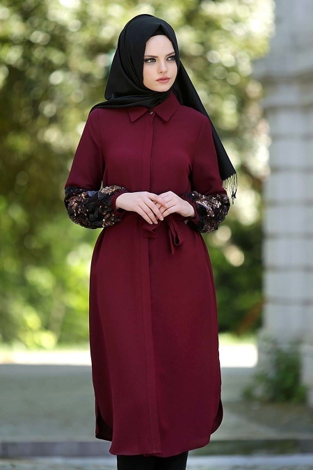 Nayla Collection - Claret Red Hijab Tunic 5225BR
