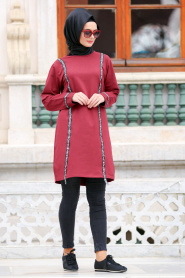 Nayla Collection - Claret Red Hijab Tunic 76640BR - Thumbnail