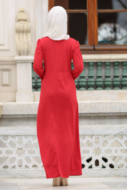 Nayla Collection - Coral Color Hijab Dress 76340MR - Thumbnail