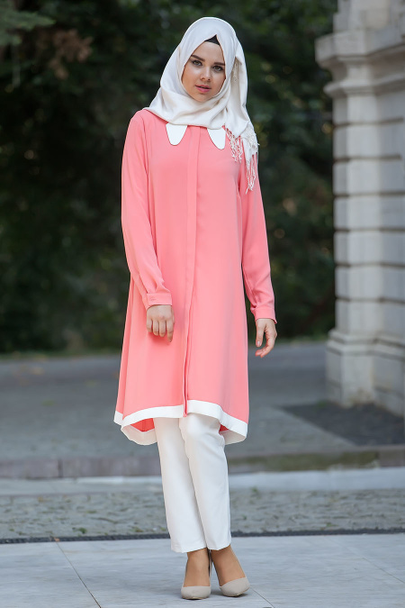 Nayla Collection - Coral Color Hijab Tunic 1085MR