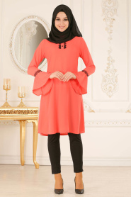 Nayla Collection - Coral Hijab Dress 20041MR - Thumbnail