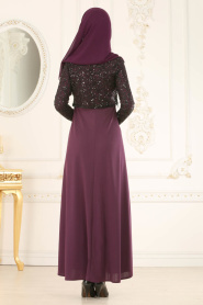 Nayla Collection - Dantel Detaylı Mor Tesettür Elbise 12012MOR - Thumbnail