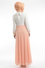 Nayla Collection - Dantel Detaylı Somon Elbise 400SMN - Thumbnail