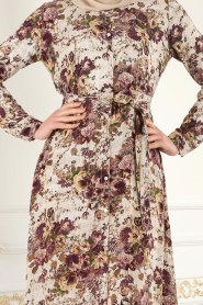 Nayla Collection - Dark Purple Hijab Dress 1609MU - Thumbnail