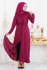Nayla Collection - Dark Purple Hijab Dress 2090MU - Thumbnail