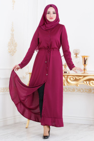 Nayla Collection - Dark Purple Hijab Dress 2090MU - Thumbnail