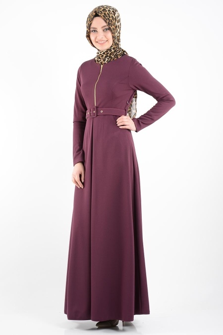 Nayla Collection - Dark Purple Hijab Dress 2299MU