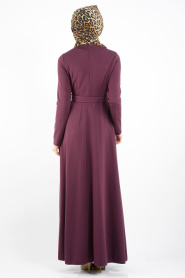 Nayla Collection - Dark Purple Hijab Dress 2299MU - Thumbnail