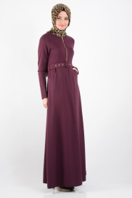 Nayla Collection - Dark Purple Hijab Dress 2299MU - Thumbnail